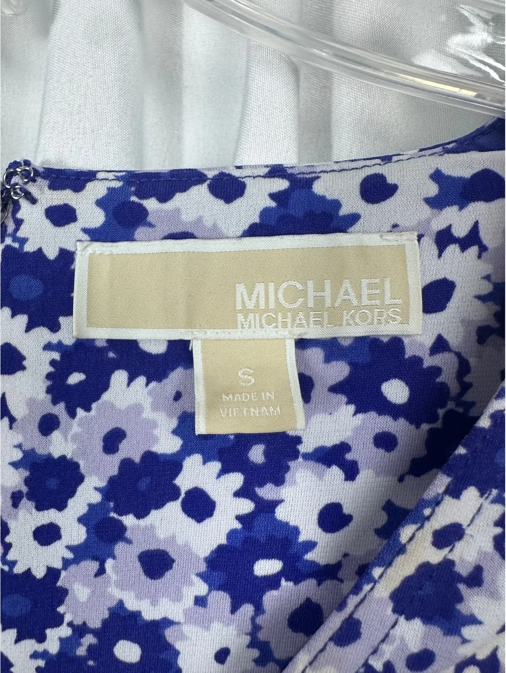 Michael Kors Blue and White Floral Short Sleeve Dress Size S